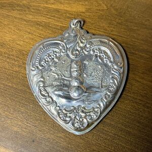 Wallace Grande Baroque Heart sterling Christmas ornament